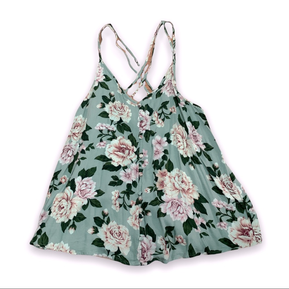 American Eagle AE Green Floral Tank